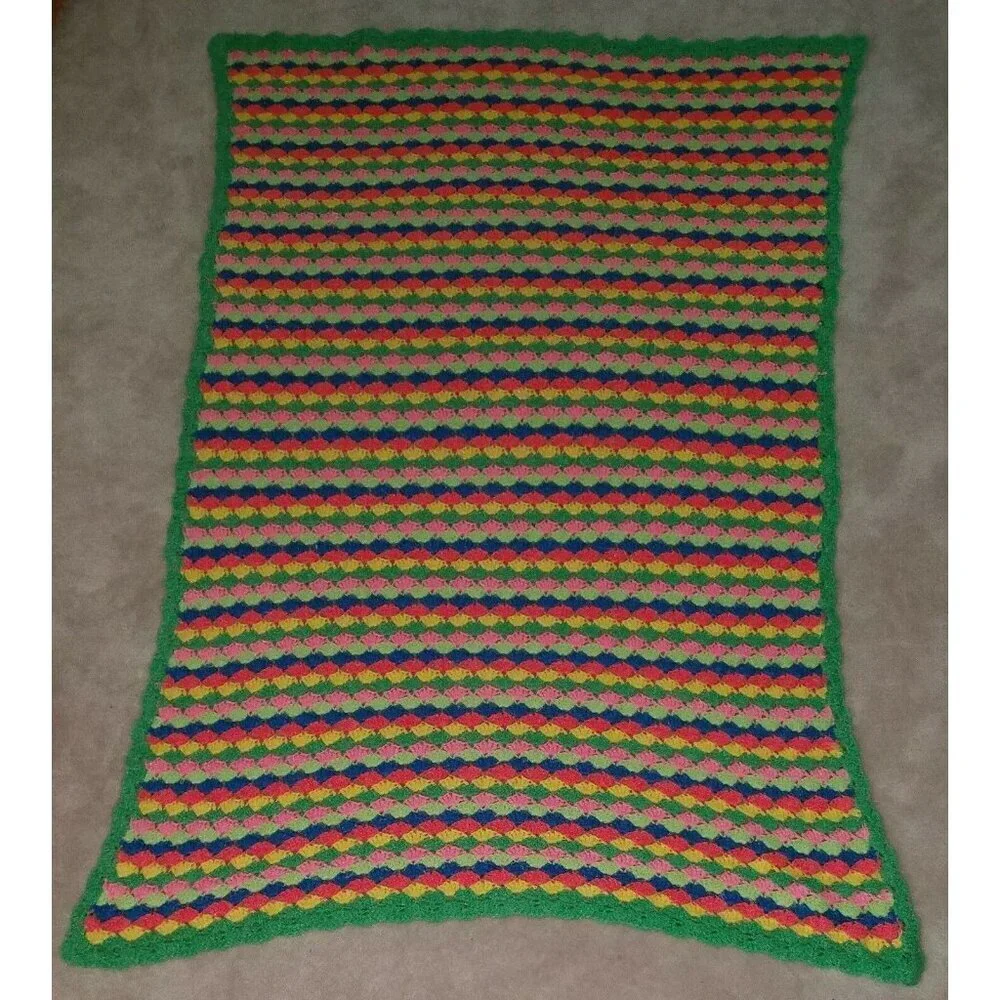 VTG Handmade Knit Blanket 45